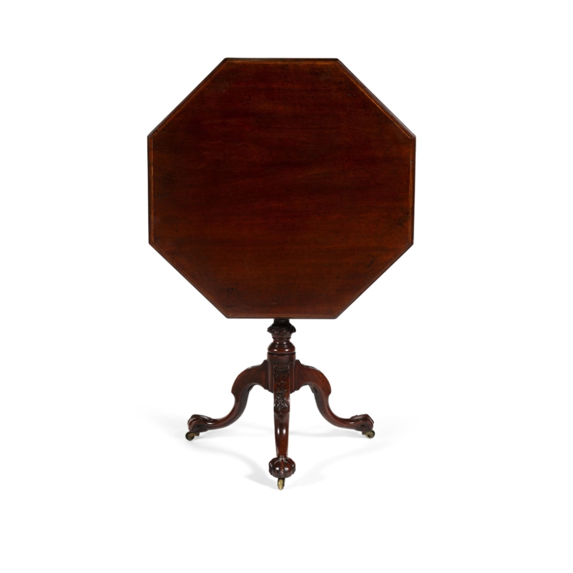 GEORGE III MAHOGANY OCTAGONAL BIRDCAGE TRIPOD TABLE18TH CENTURY the octagonal top with a stringing - Image 2 of 2
