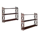 PAIR OF GEORGIAN MAHOGANY WALL SHELVES19TH CENTURY with three long shelves united by pierced