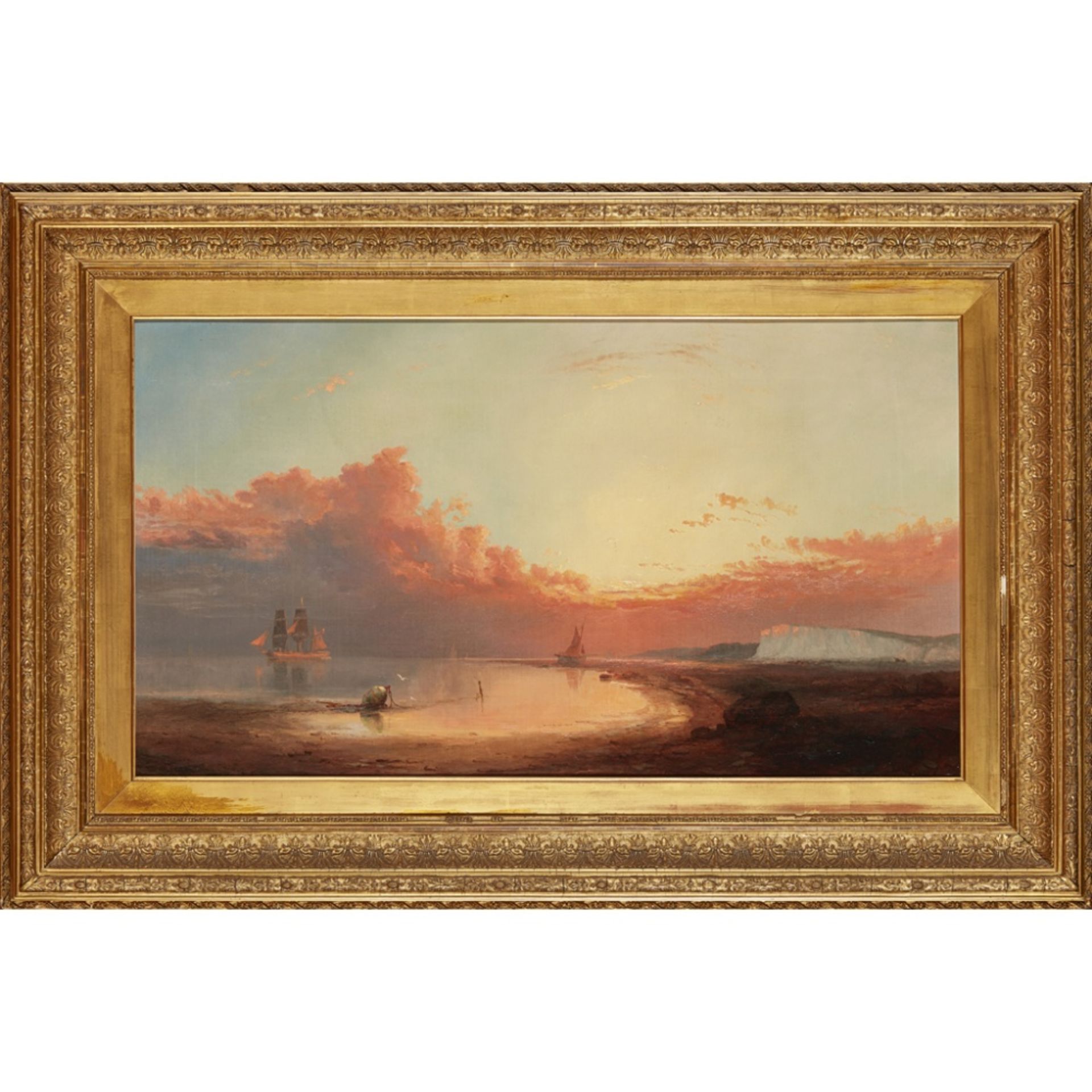 GEORGE GREGORY (BRITISH 1849-1938)SHIPPING OFF THE ENGLISH COAST, SUNSET Signed and dated 1877, - Image 2 of 2