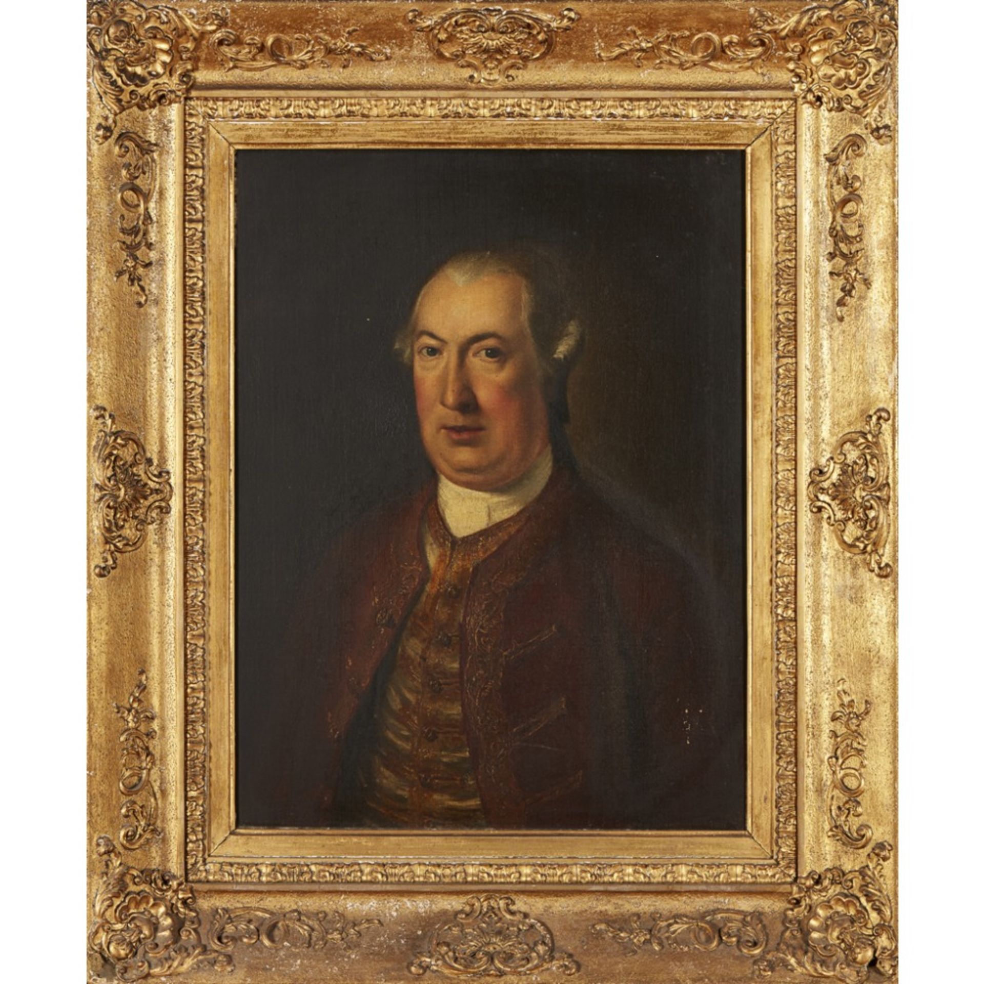 FOLLOWER OF DAVID MARTINHALF LENGTH PORTRAIT OF A GENTLEMAN IN AN EMBROIDERED JACKET AND WAISTCOAT - Image 2 of 2