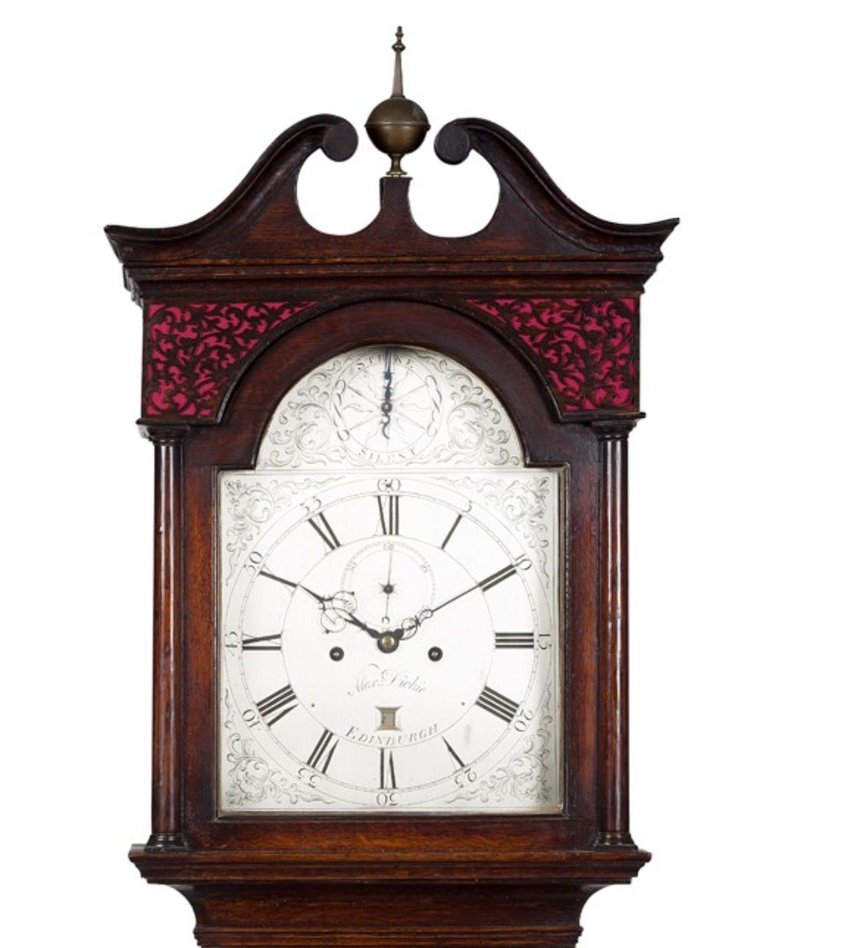 SCOTTISH GEORGIAN OAK LONGCASE CLOCK, ALEXANDER DICKIE, EDINBURGH18TH CENTURY the broken swan neck - Image 2 of 2