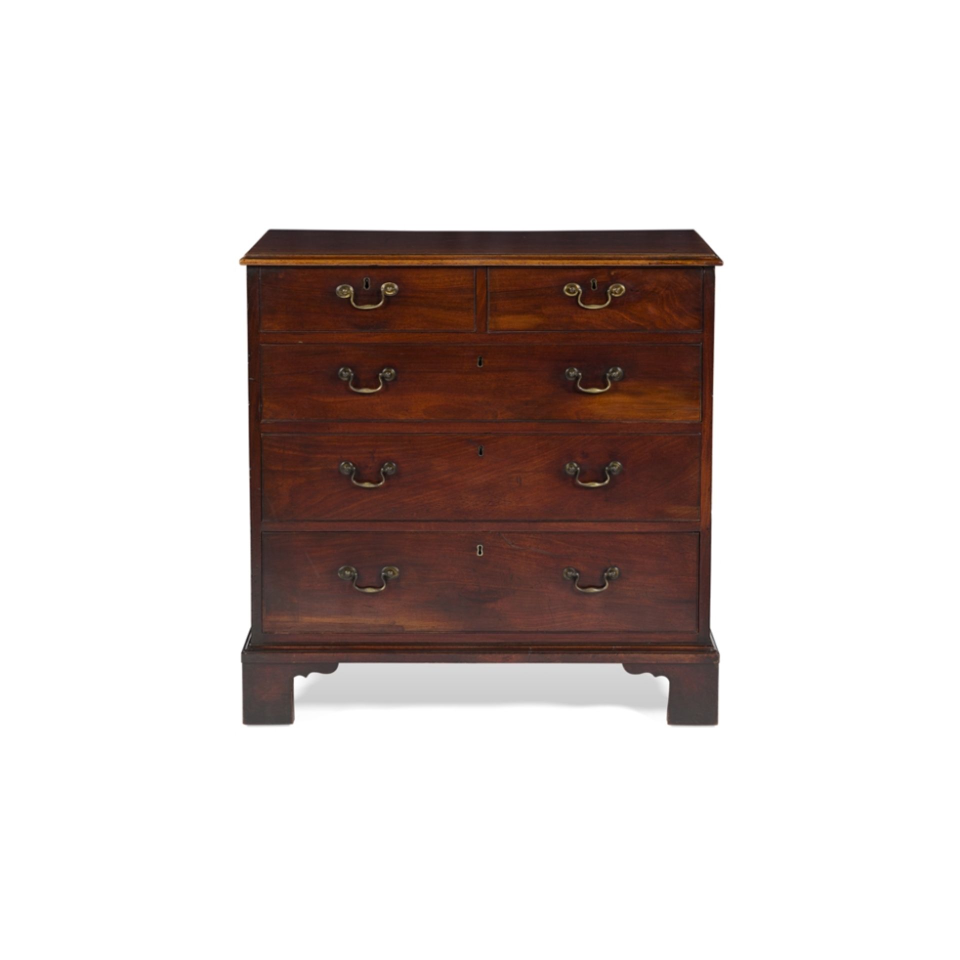 GEORGE III MAHOGANY CHEST OF DRAWERSTHIRD QUARTER 18TH CENTURY the top with a moulded edge above a