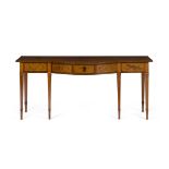 LATE GEORGE III SATINWOOD, ROSEWOOD AND MAHOGANY INLAID SERVING TABLELATE 18TH CENTURY the