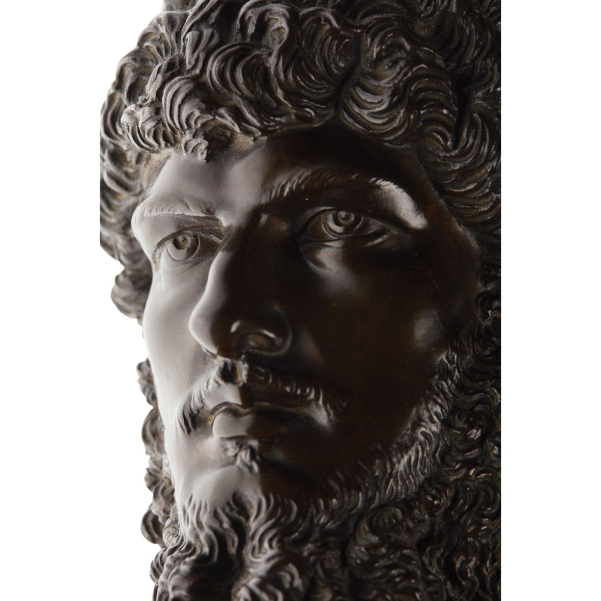 FRENCH OR ITALIAN BRONZE BUST OF LUCIUS VERUS, AFTER THE ANTIQUE19TH CENTURY with dark brown patina, - Image 3 of 3