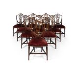 SET OF TWELVE GEORGE III MAHOGANY DINING CHAIRSLATE 18TH CENTURY the shield-shaped backs with