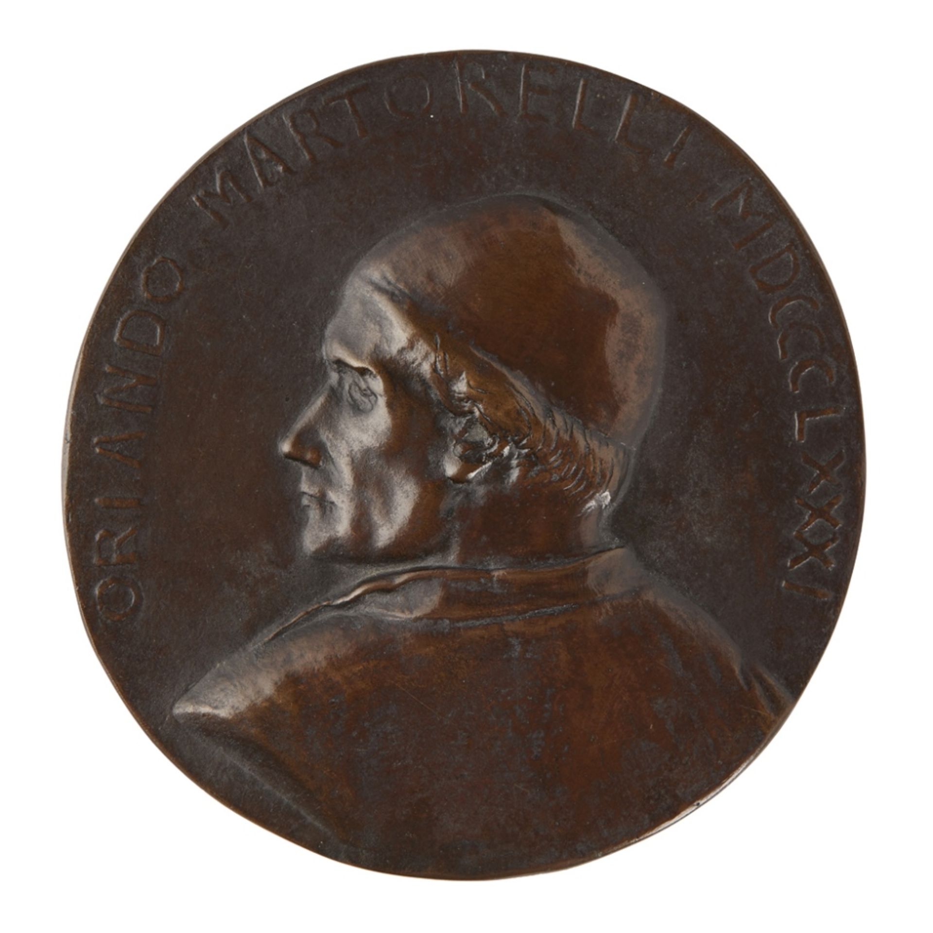 ALPHONSE LEGROS (1837-1911)FOUR BRONZE PORTRAIT MEDALLIONS all with dark brown patina, in profile, - Image 5 of 5