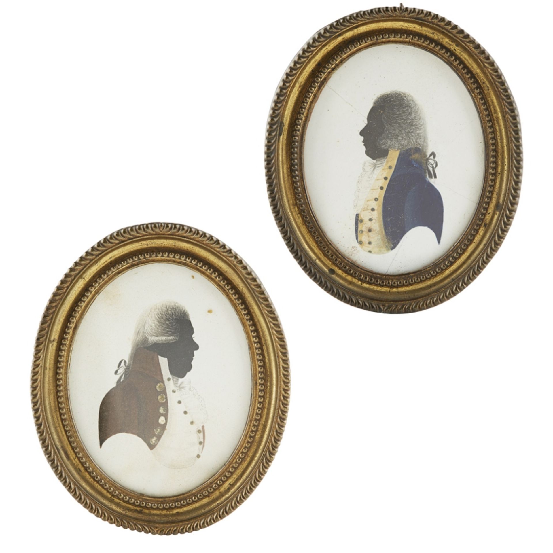 W. PHELPS (BRITISH, ACTIVE C.1784-1791)TWO FRAMED SILHOUETTES, DATED 1792 on plaster, of oval