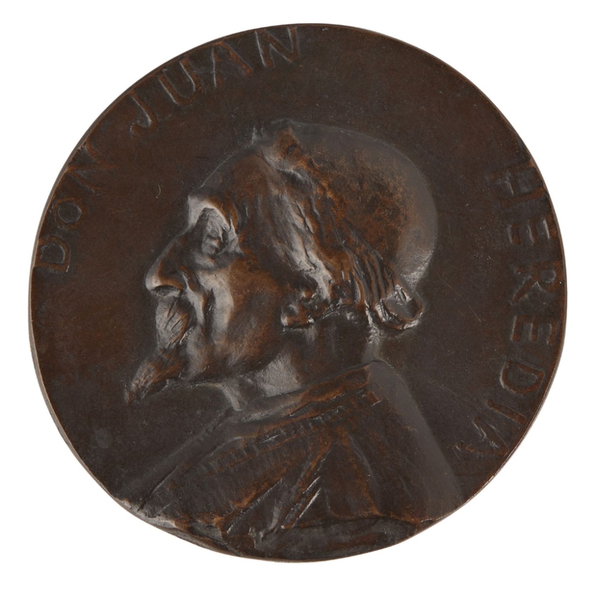 ALPHONSE LEGROS (1837-1911)FOUR BRONZE PORTRAIT MEDALLIONS all with dark brown patina, in profile, - Image 4 of 5