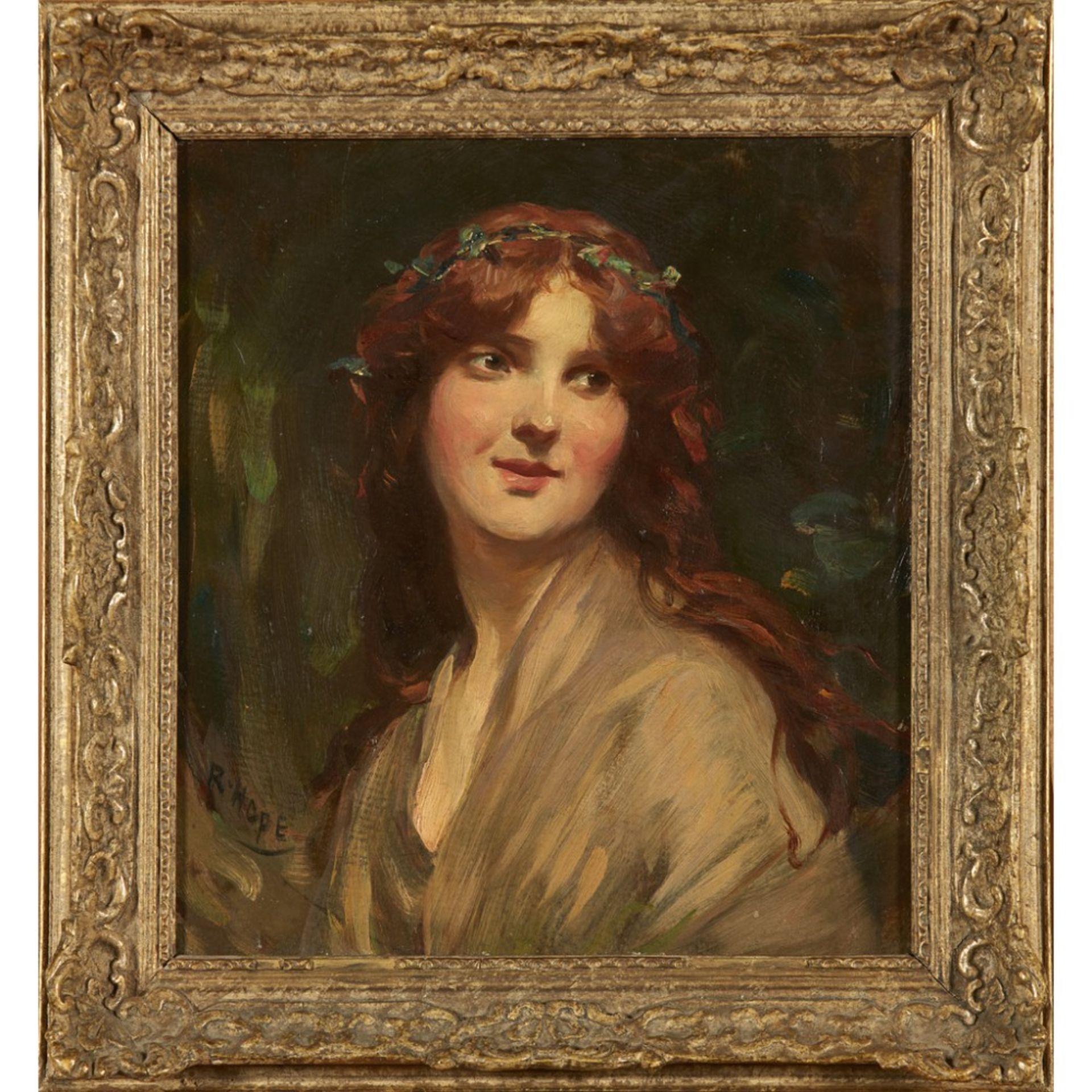 ROBERT HOPE R.S.A. (SCOTTISH 1869-1936)PORTRAIT OF A WOMAN Signed, oil on canvas29cm x 26cm (11. - Image 2 of 2