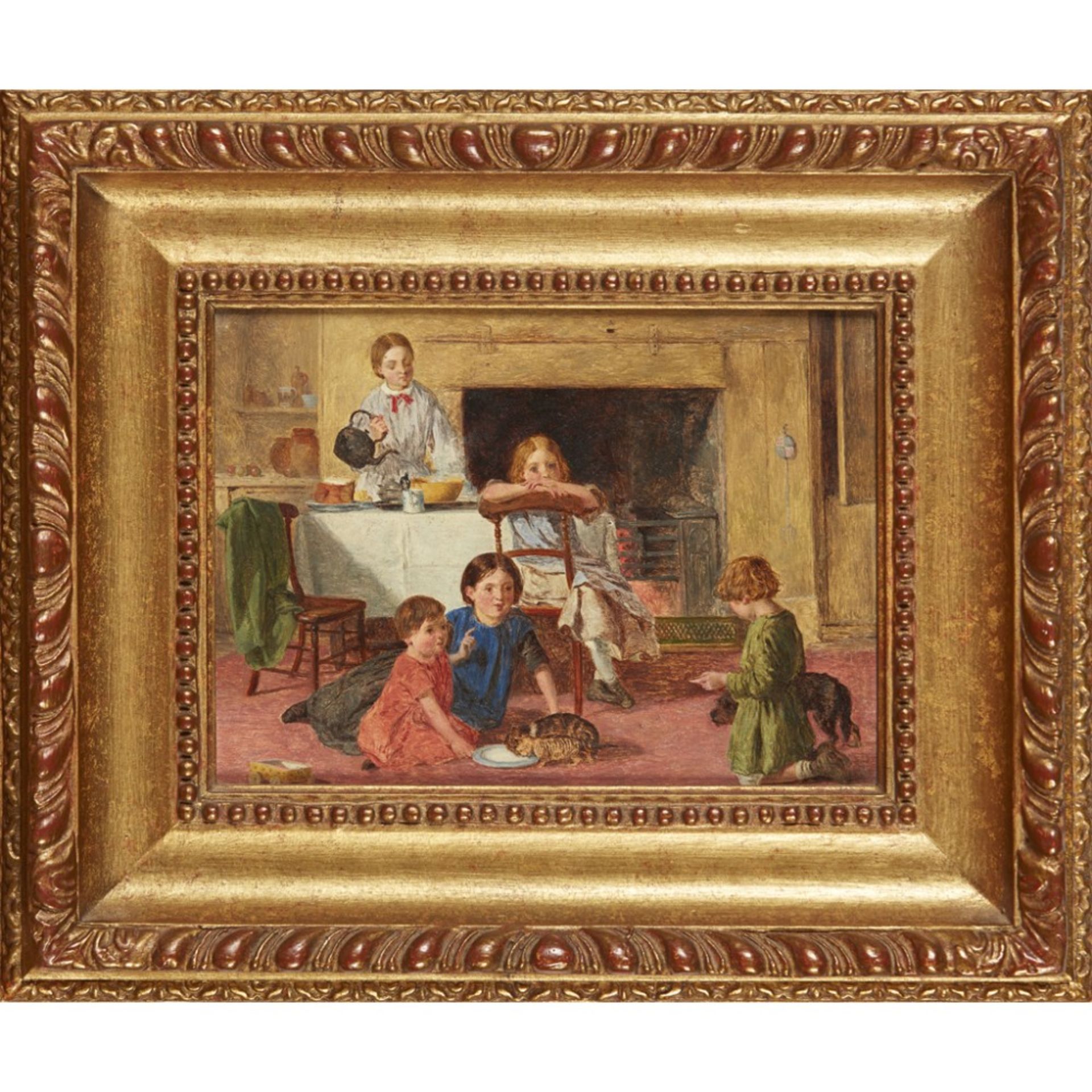 CHARLES ROSSITER (BRITISH 1827-1897)FEEDING THE NEW KITTEN Signed, oil on panel15cm x 20cm (6in x - Image 2 of 2