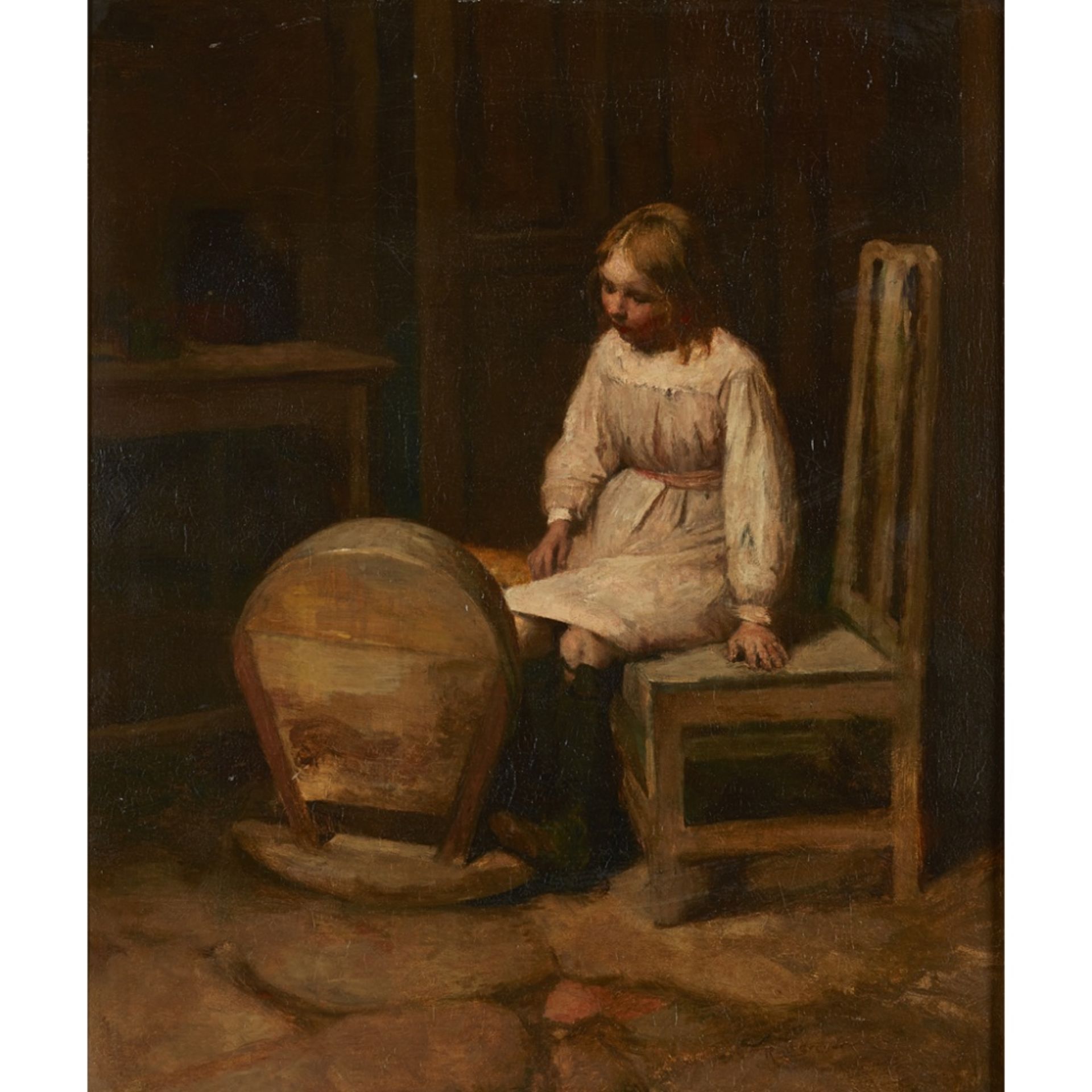 ROBERT MCGREGOR R.S.A. (SCOTTISH 1847-1922)ROCKING THE CRADLE Signed, oil on canvas61cm x 51cm (24in