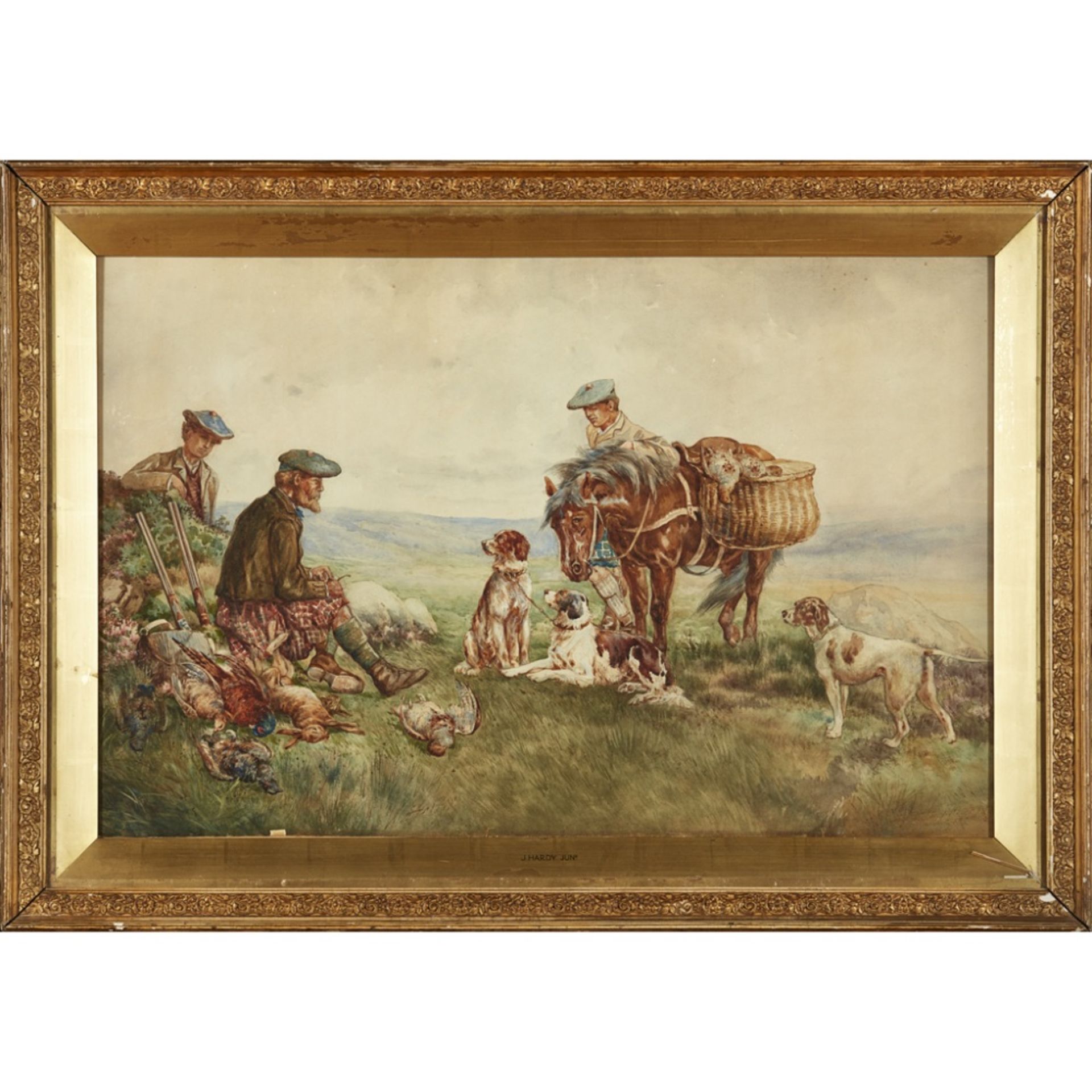 JAMES HARDY JUNIOR R.I. (BRITISH 1832-1889)THE HUNTING PARTY Signed, watercolour60.5cm x 91cm (23. - Image 2 of 2