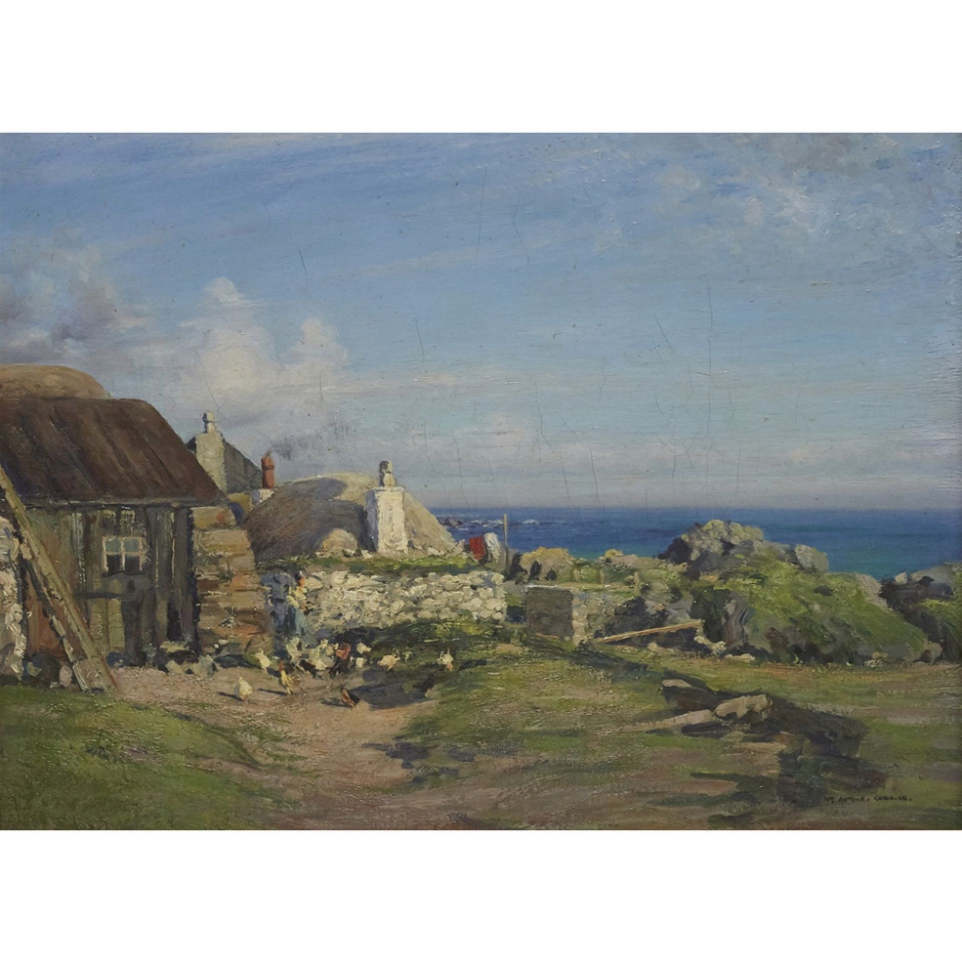 [§] WILLIAM ARTHUR CARRICK (SCOTTISH 1879-1964)CROFTS BY THE COAST Signed, oil on canvas34cm x