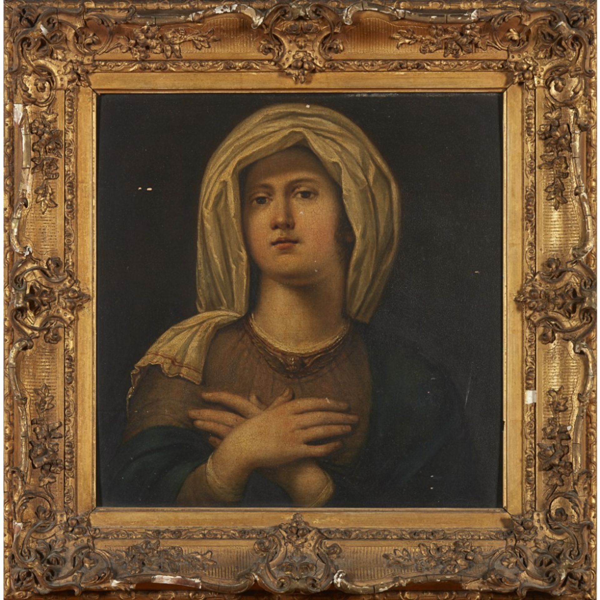 ATTRIBUTED TO WILHELM SCHADOWPORTRAIT OF A SYBIL Inscribed on label verso, oil on panel39.5cm x 39. - Image 2 of 2