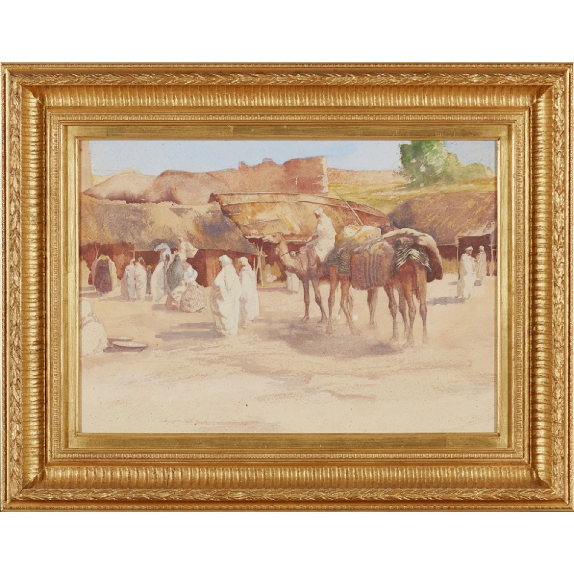 ROBERT BURNS A.R.S.A. (SCOTTISH 1869-1941)TRAVELLING TO MARKET Signed, watercolour35cm x 49cm (13.