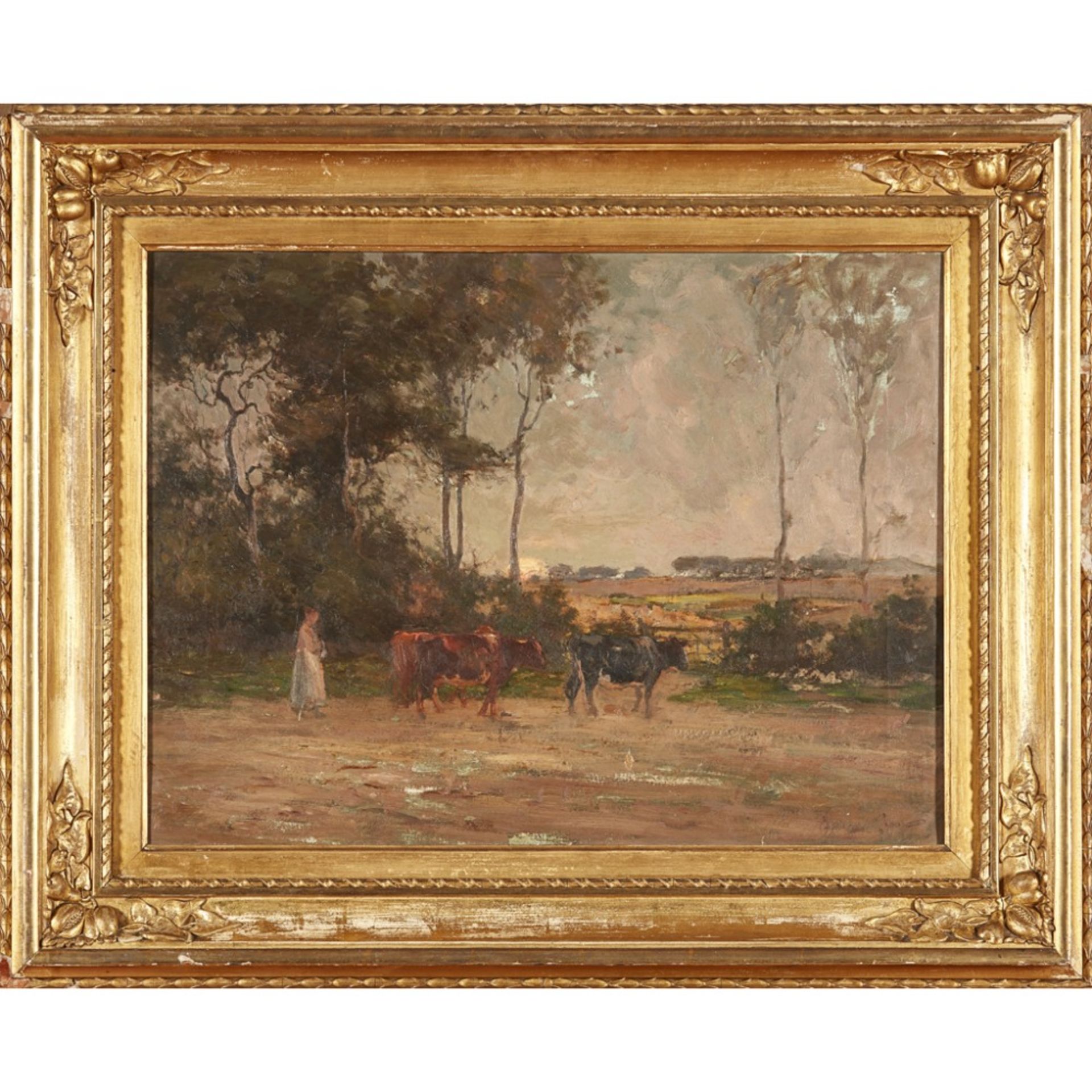 JOSEPH MILNE (SCOTTISH 1857-1911)HERDING CATTLE AT SUNSET Signed, oil on canvas45cm x 60cm (17. - Image 2 of 2