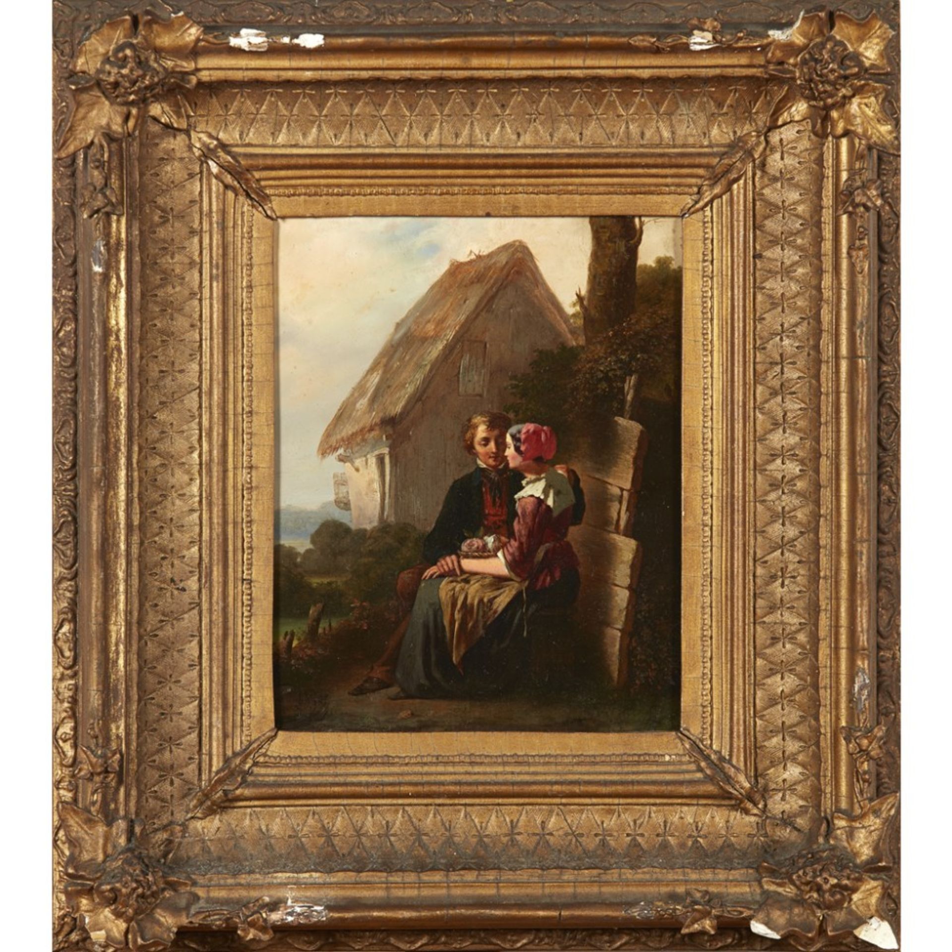 WILLIAM HENRY MIDWOOD (BRITISH 1833-1888)A LOVER'S TRYST Oil on panel24cm x 19cm (9.5in x 7.5in) - Image 2 of 2