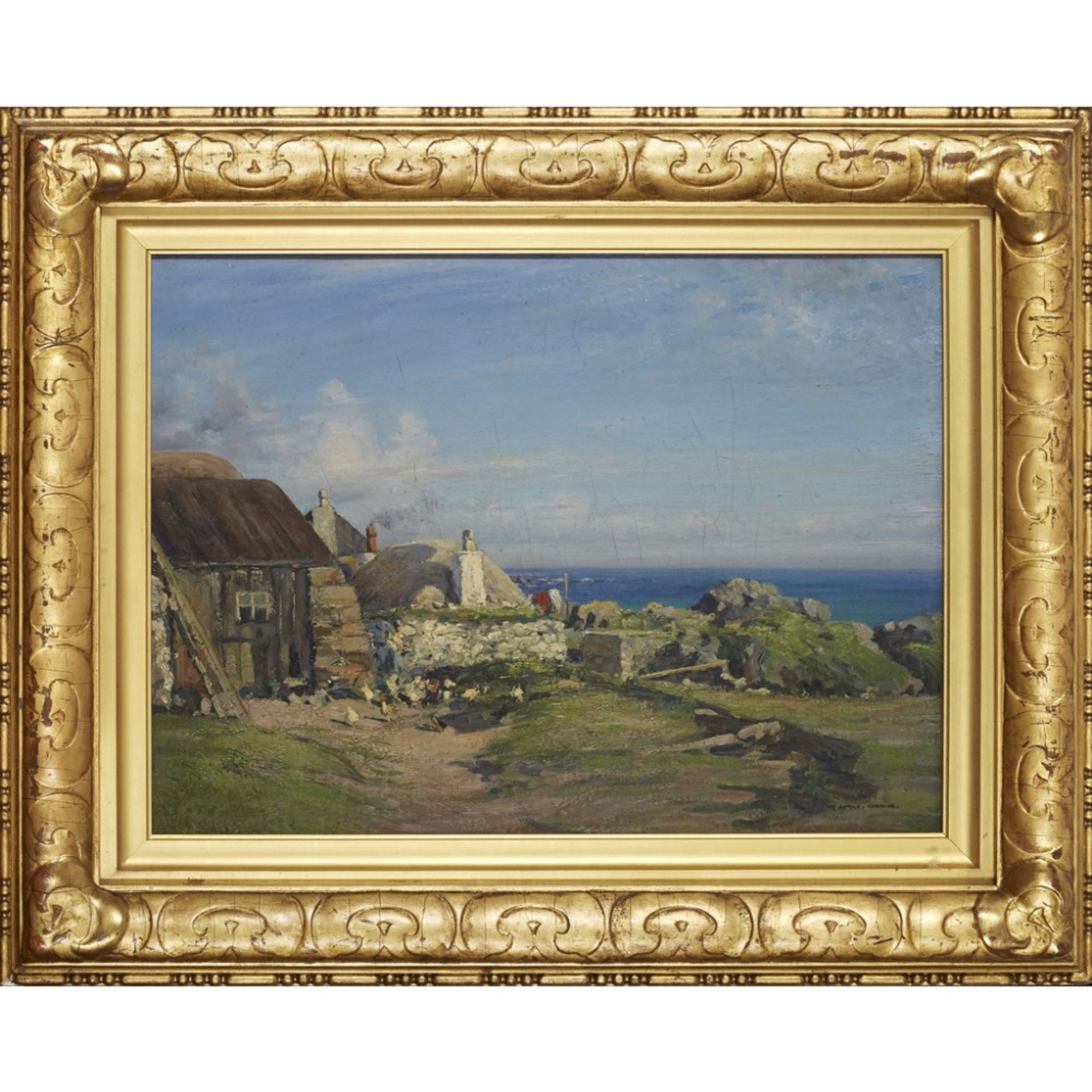 [§] WILLIAM ARTHUR CARRICK (SCOTTISH 1879-1964)CROFTS BY THE COAST Signed, oil on canvas34cm x - Image 2 of 2