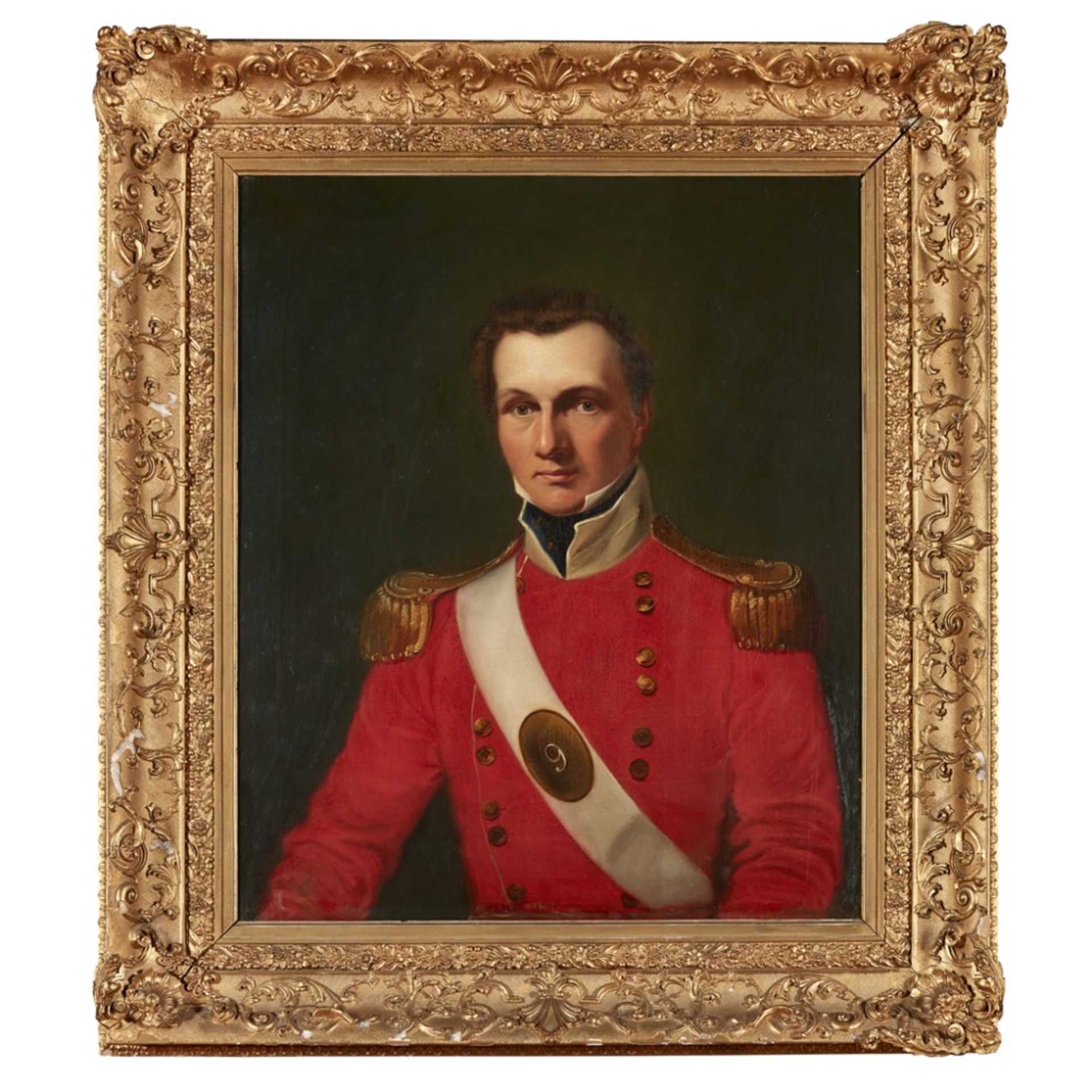 19TH CENTURY BRITISH SCHOOLPORTRAIT OF A GENTLEMAN IN A RED MILITARY JACKET Oil on canvas76cm x 63. - Image 2 of 2