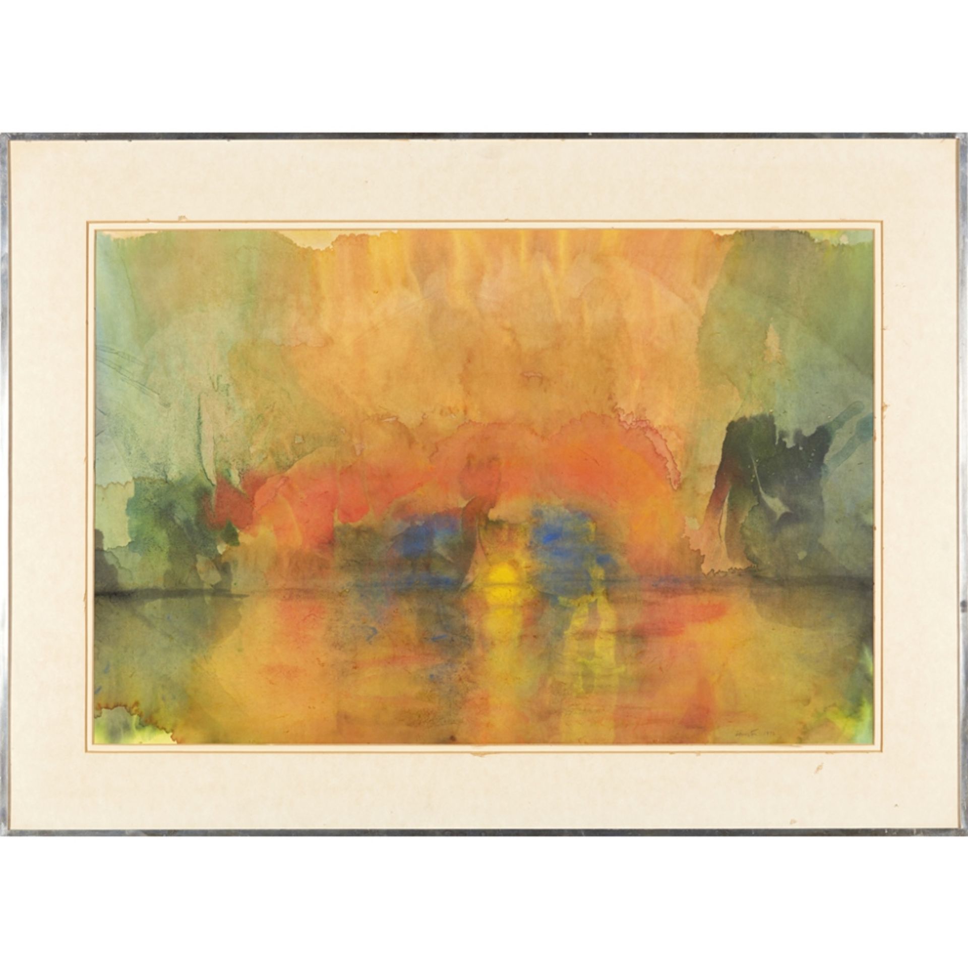 [§] JOHN HOUSTON O.B.E., R.S.A., R.S.W., R.G.I. (SCOTTISH 1930-2008)SUNSET, BODENSEE Signed and - Image 2 of 2