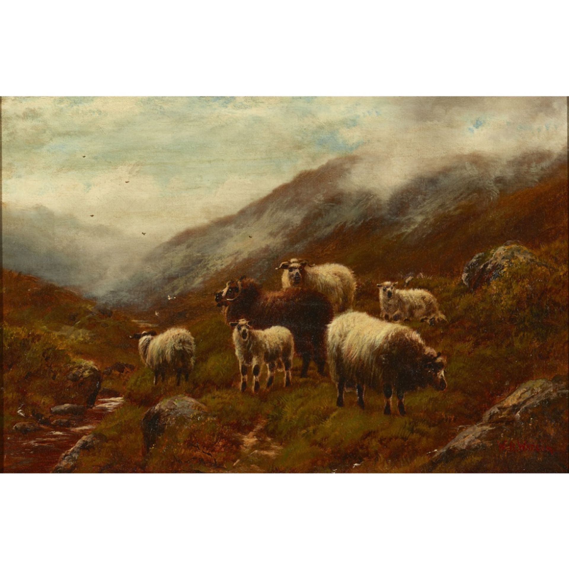 WILLIAM WATSON (19TH CENTURY BRITISH)HIGHLAND SHEEP ON A HILLSIDE Signed, oil on canvas39.5cm x 60cm