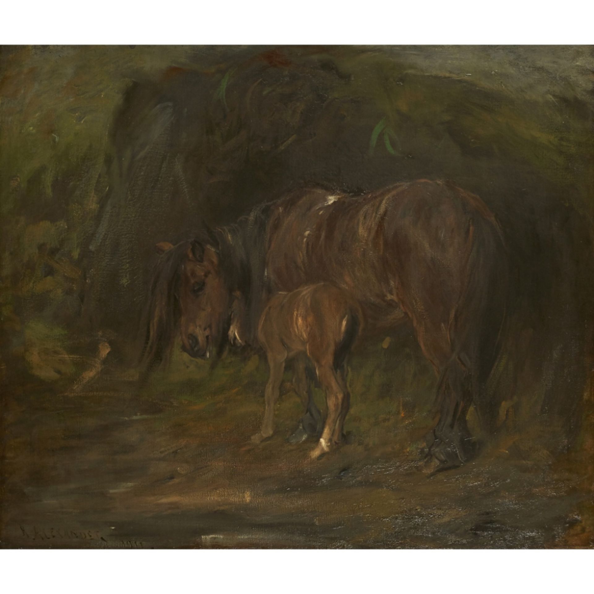 ROBERT ALEXANDER R.S.A., R.S.W. (SCOTTISH 1840-1923)MARE AND FOAL Signed, oil on canvas122cm x 142cm