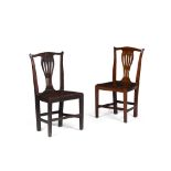 PAIR OF GEORGE III MAHOGANY SIDE CHAIRS18TH CENTURY the serpentine toprails above pierced vasiform