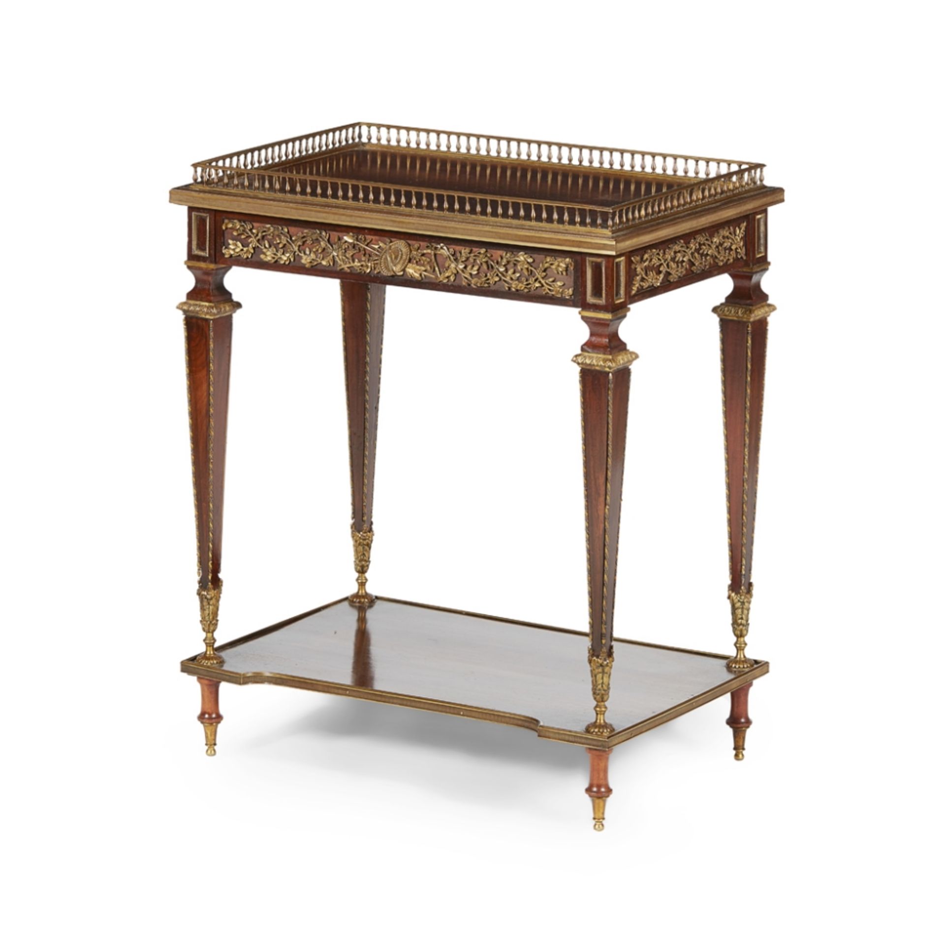 LOUIS XVI STYLE ROSEWOOD, GILT BRONZE AND BRASS MOUNTED OCCASIONAL TABLE, ATTRIBUTED TO HENRY DASSON