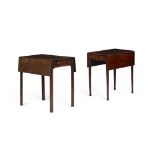 TWO GEORGE III MAHOGANY PEMBROKE TABLES18TH CENTURY both with rectangular tops with drop sides and a