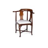 GEORGE III MAHOGANY CORNER ARMCHAIRMID-18TH CENTURY the curved back and arms above solid vasiform