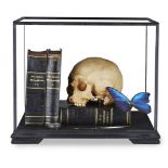 [§] DR. VIKTOR SCHROEDER (GERMAN, B.1946)MEMENTO MORI with syringe, cast human skull, 19th Century
