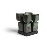 [§] PAUL MOUNT (BRITISH, 1922-2009)FOUR SQUARE, CIRCA 1990 signed (to the base), verdigris bronze on