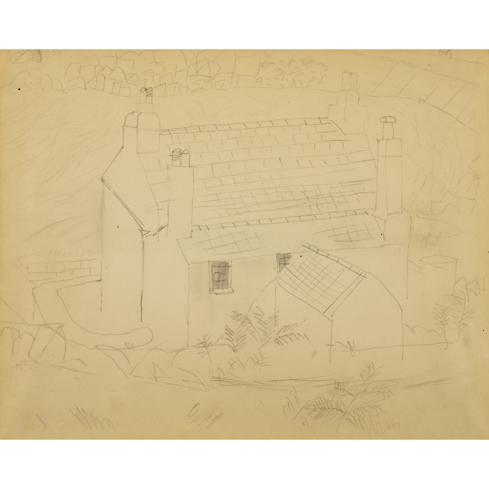 CHRISTOPHER WOOD (BRITISH, 1901-1930)COTTAGE, CORNWALL pencil on paper23.5cm x 30cm (9.25in x 11.