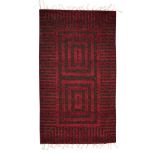 [§] PETER COLLINGWOOD (BRITISH, 1922-2008)RUG horsehair and wool in scarlet and deep brown163cm x