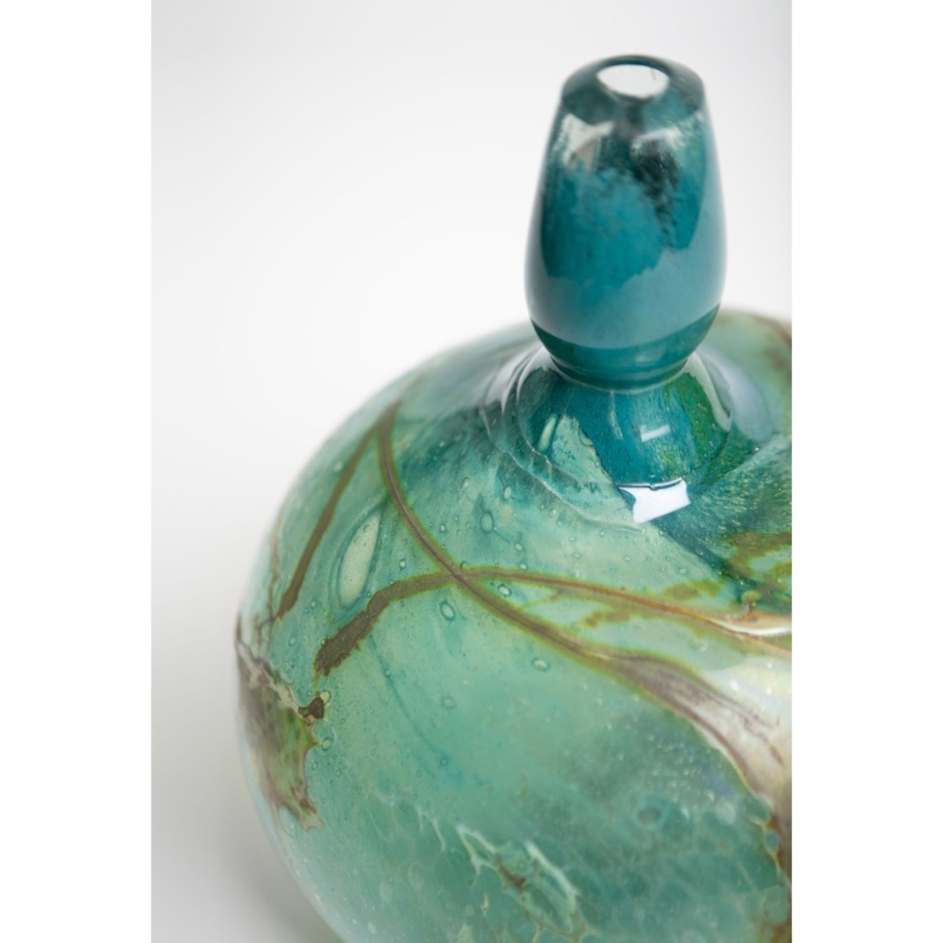 [§] SAM HERMAN (AMERICAN, B.1936)VESSEL, 1976 signed, dated and numbered 'SH1089', turquoise glass - Image 2 of 2