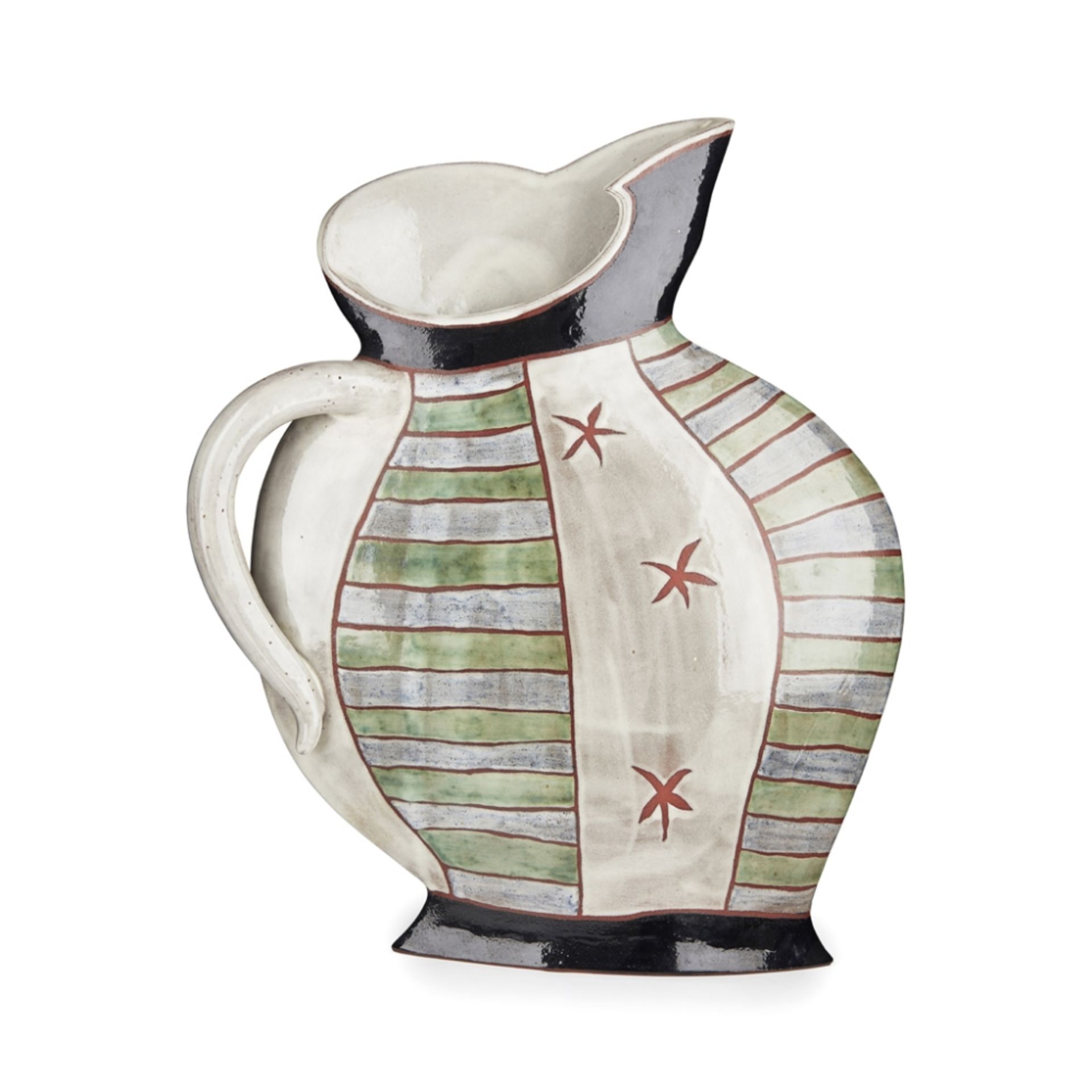 [§] GEORGINA GARLAND (BRITISH, CONTEMPORARY)FLAT JUG signed46cm high, 38.5cm across (18in high, 15.