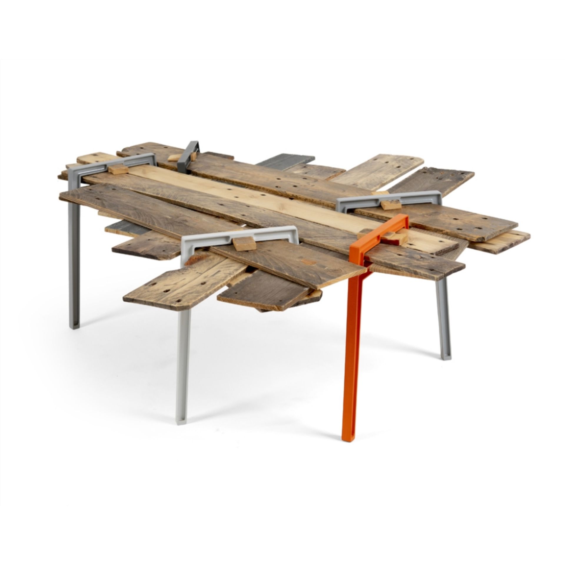 [§] DAVID AMAR (B.1976)RAYMOND TABLE. 2011 five legs composition wth reclaimed wood42cm high,