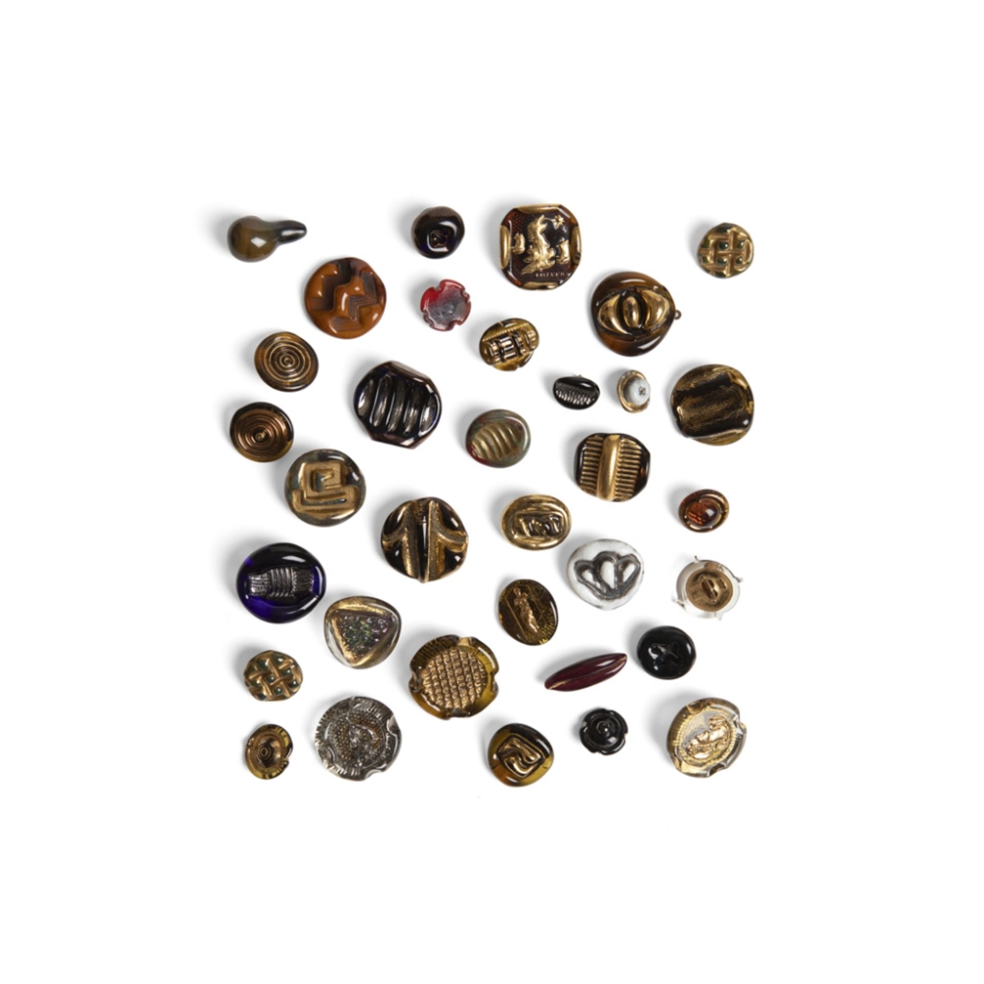 [§] LUCIE RIE D.B.E. (BRITISH, 1902-1995) FOR BIMINI42 BUTTONS, CIRCA 1940S the majority with Bimini