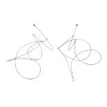 [§] WENDY RAMSHAW C.B.E., R.D.I. (BRITISH, 1939-2018)PAIR OF EARRINGS steel wirework form9cm drop (