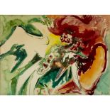 [§] EDOUARD PIGNON (FRENCH, 1905-1993)COCK FIGHT, 1973 signed and dated (lower right), watercolour