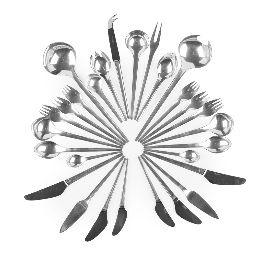 MAGNUS STEPHENSEN (1903-1984) FOR GEORG JENSEN'ARGO' PATTERN SILVER FLATWARE SERVICE 122 pieces,