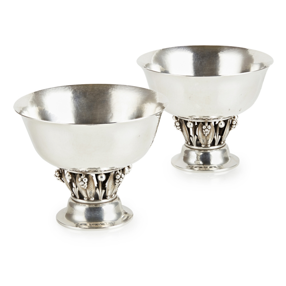 GEORG JENSENPAIR OF BOWLS, CIRCA 1920 pattern number 197, import marks, each with slightly flared