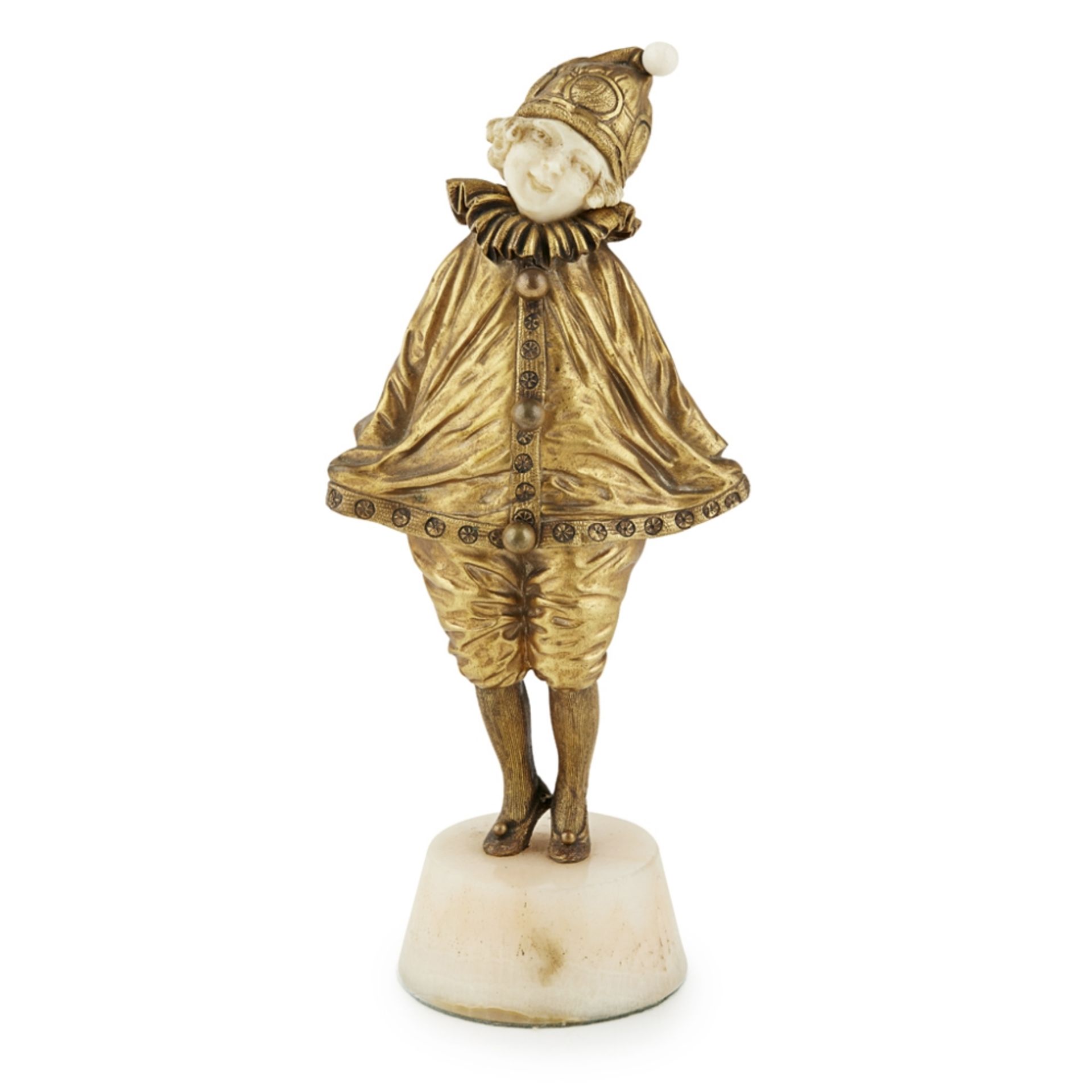 DEMÉTRE H. CHIPARUS (1886-1947) 'LITTLE CLOWN' GILT BRONZE AND IVORY FIGURE, CIRCA 1920 raised on