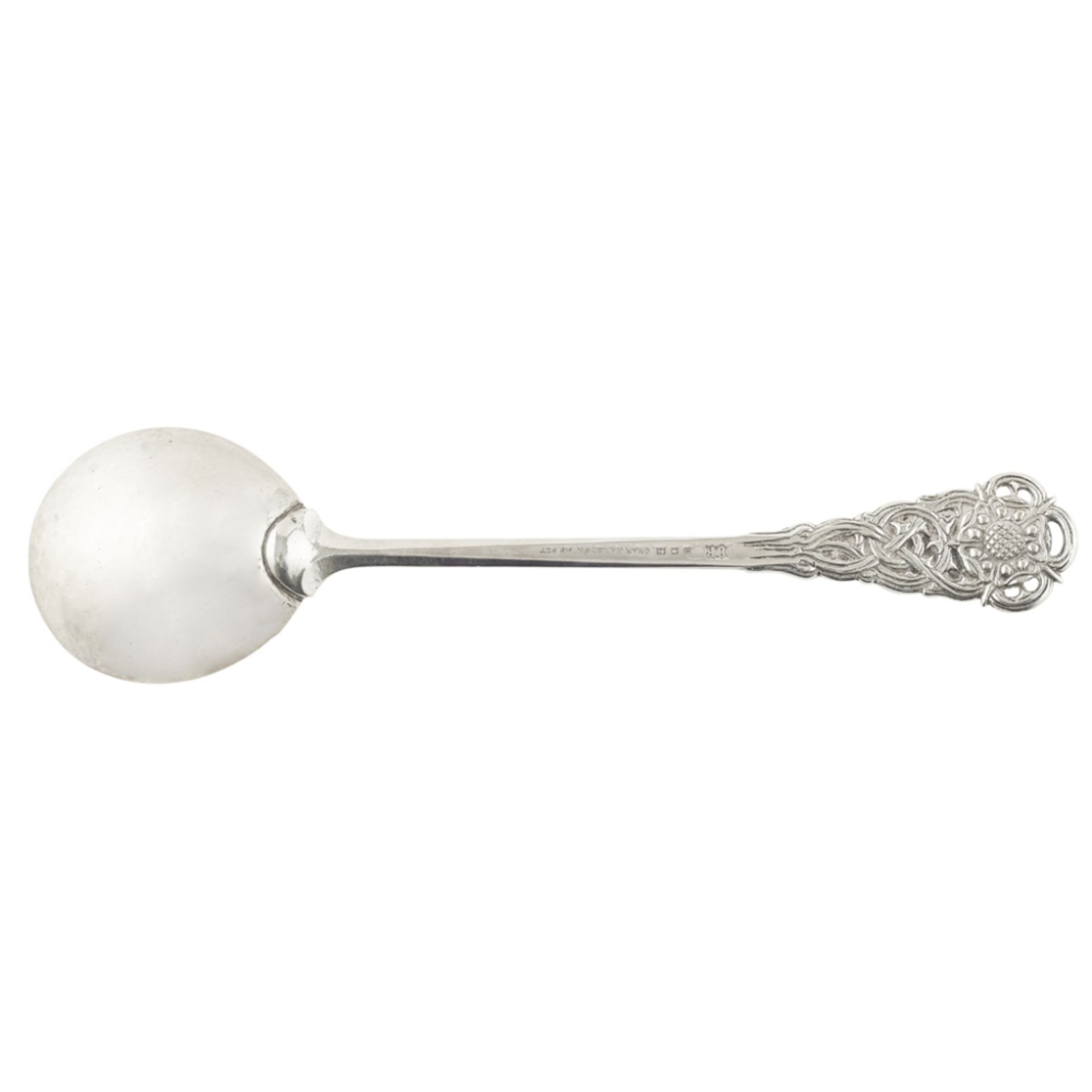 OMAR RAMSDEN (1873–1939) ARTS & CRAFTS SILVER SERVING SPOON, LONDON 1928 with planished bowl and - Image 2 of 3