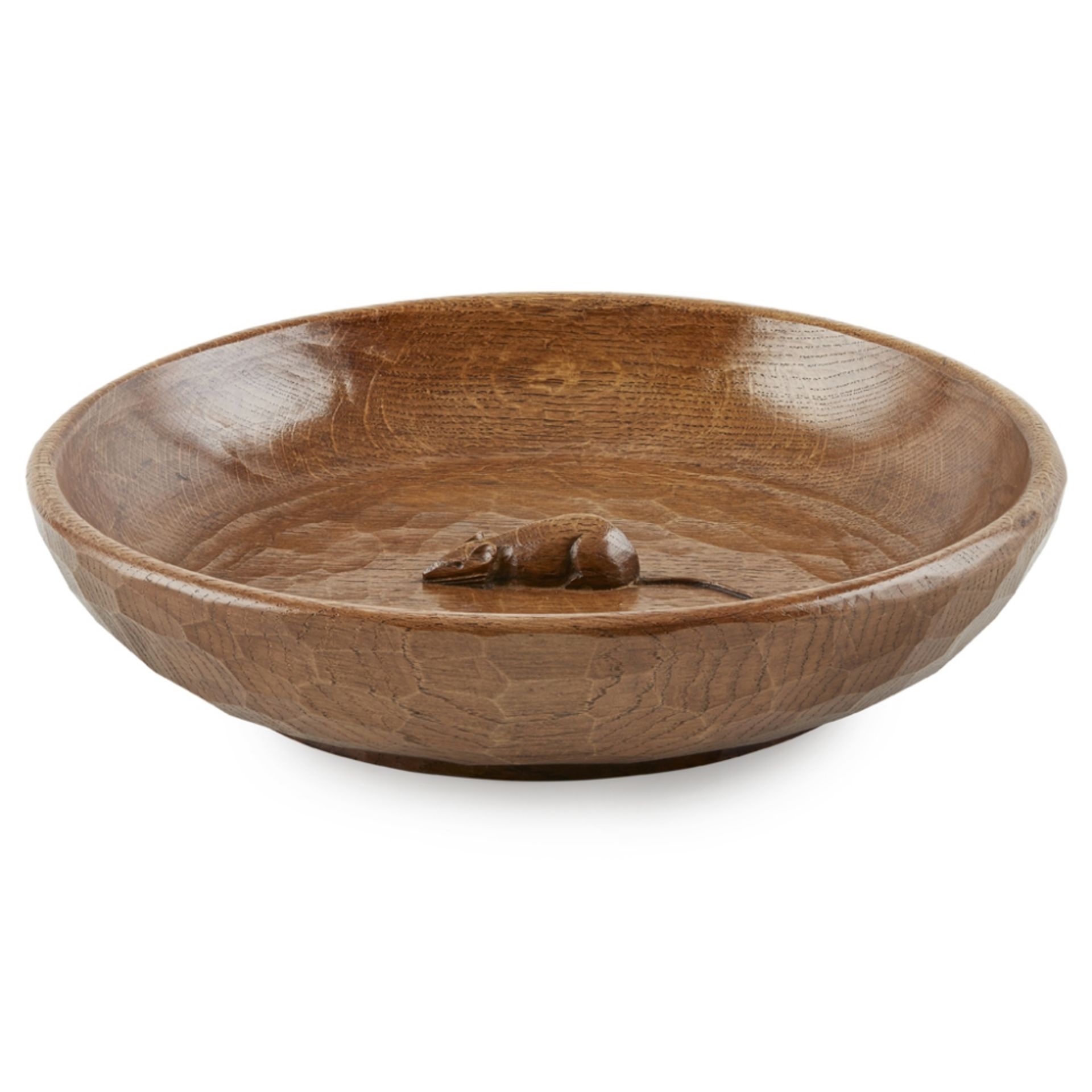 ROBERT 'MOUSEMAN' THOMPSON (1876-1955) LARGE OAK BOWL, 1970s / 1980s of circular form with central