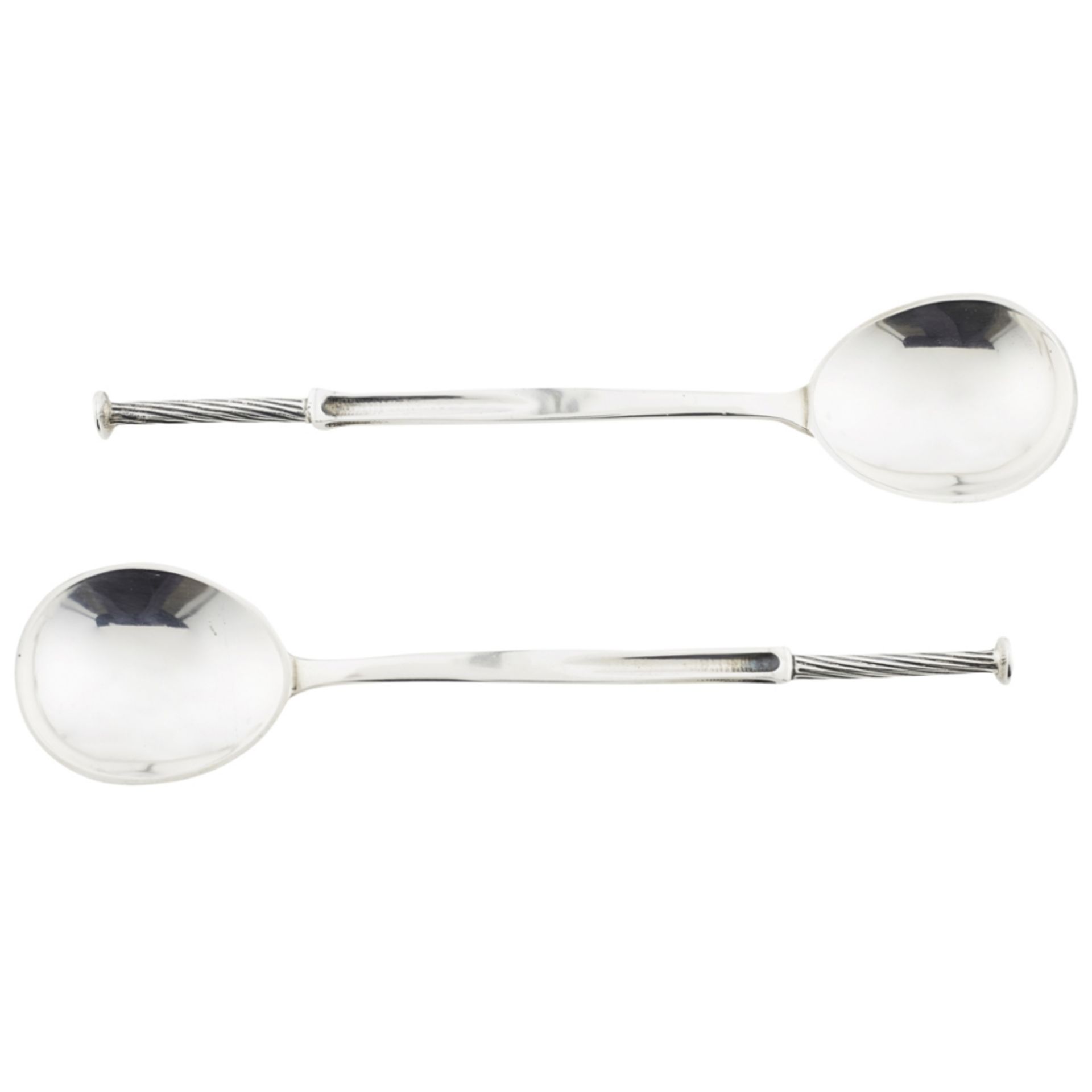 LIBERTY & CO., LONDON PAIR OF 'CYMRIC' SERVING SPOONS, BIRMINGHAM 1902 each with ovoid bowl,
