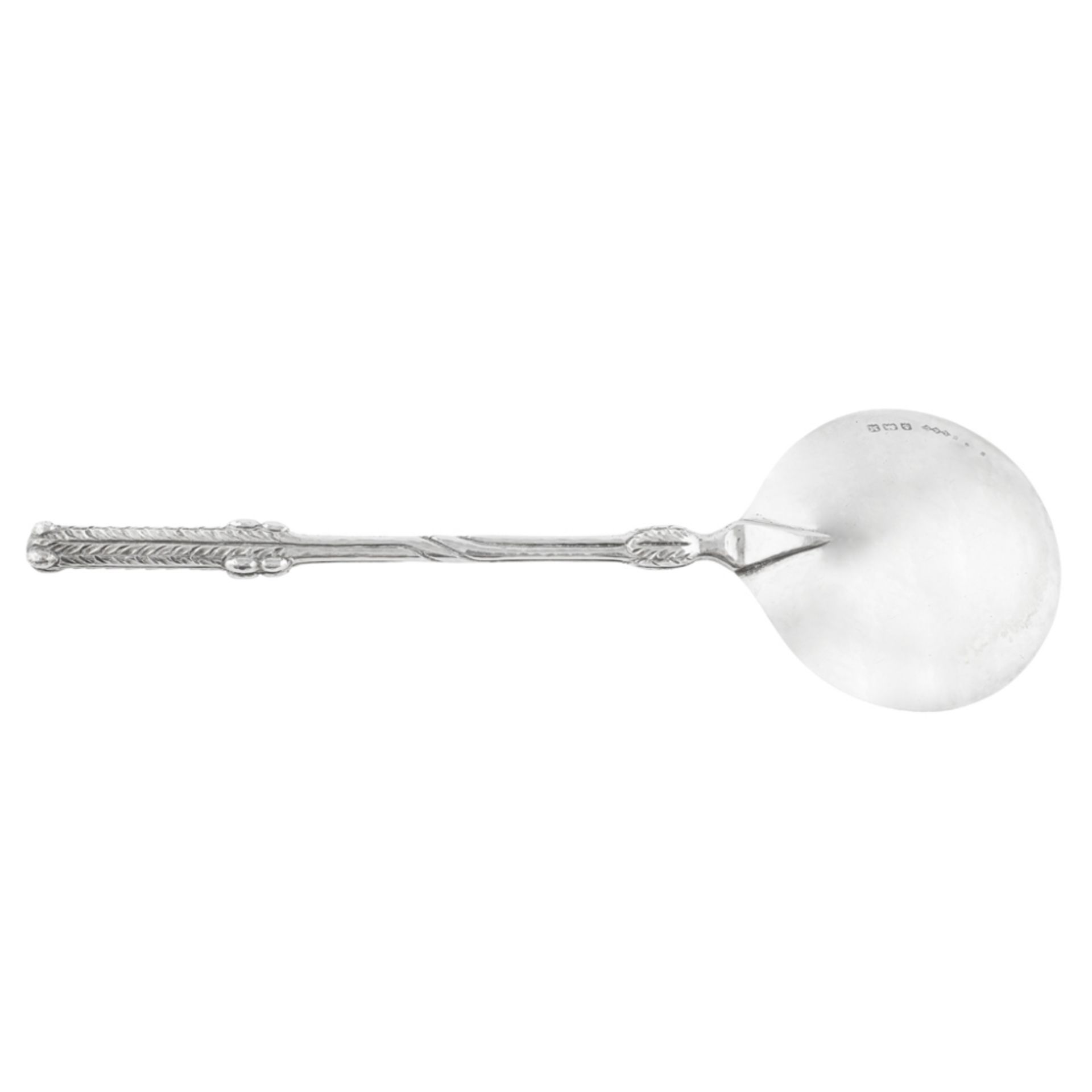 LIBERTY & CO., LONDON ARTS & CRAFTS SILVER SERVING SPOON, BIRMINGHAM 1936 with planished bowl and - Image 2 of 2