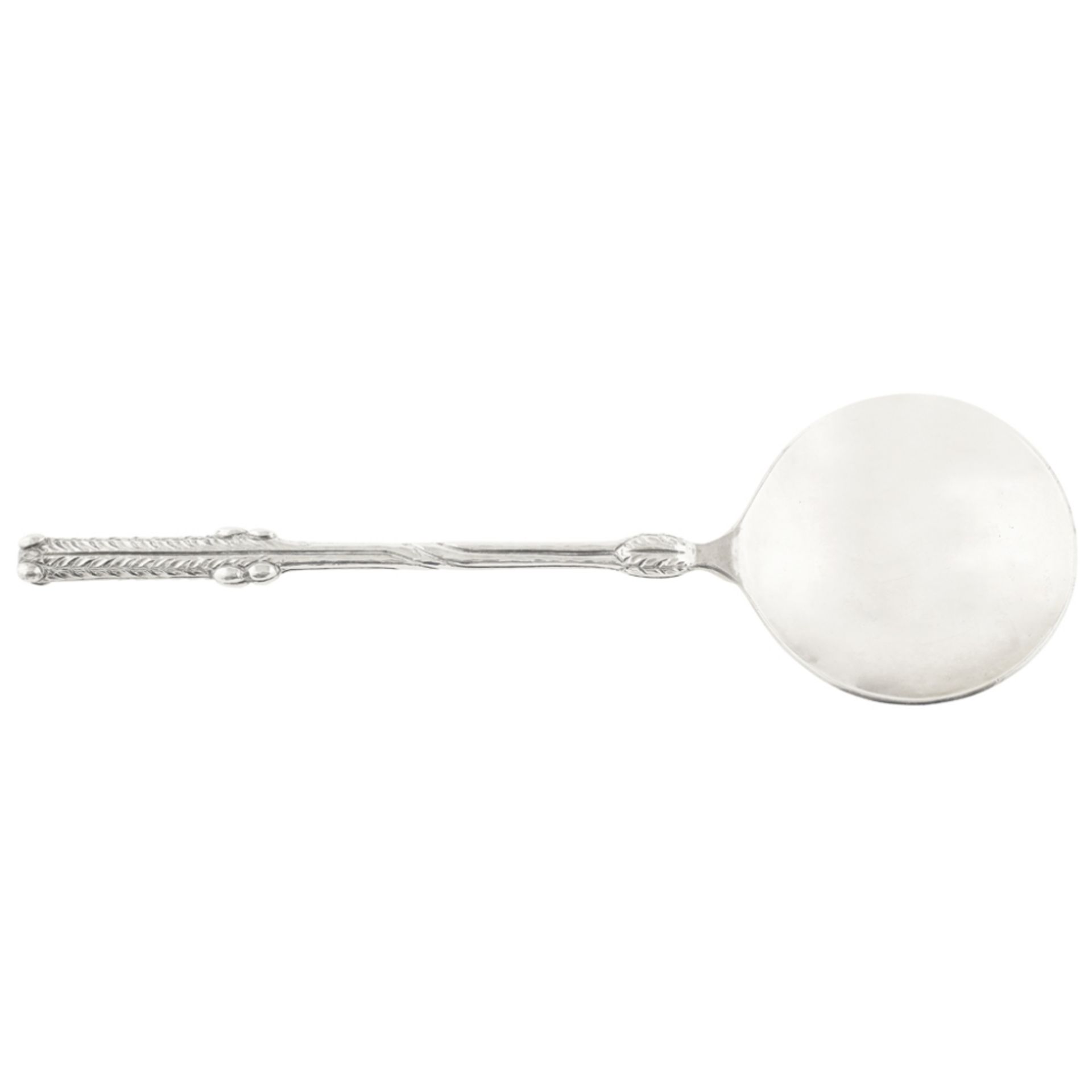 LIBERTY & CO., LONDON ARTS & CRAFTS SILVER SERVING SPOON, BIRMINGHAM 1936 with planished bowl and