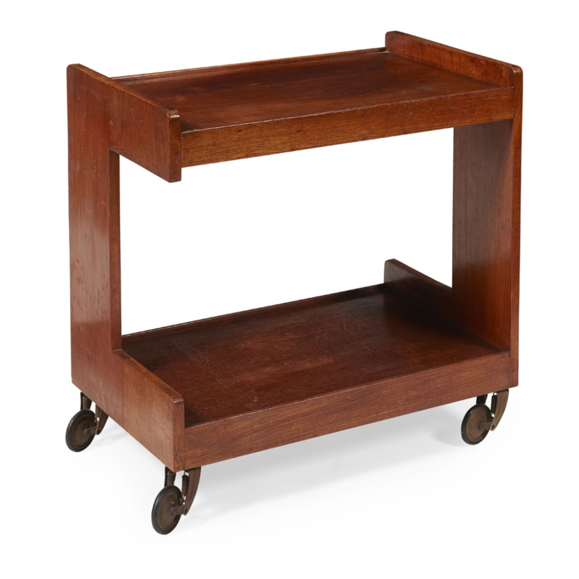 IN THE MANNER OF GERALD SUMMERS (1899-1967) DINNER WAGON, stained birchwood plywood 66cm wide, 71cm