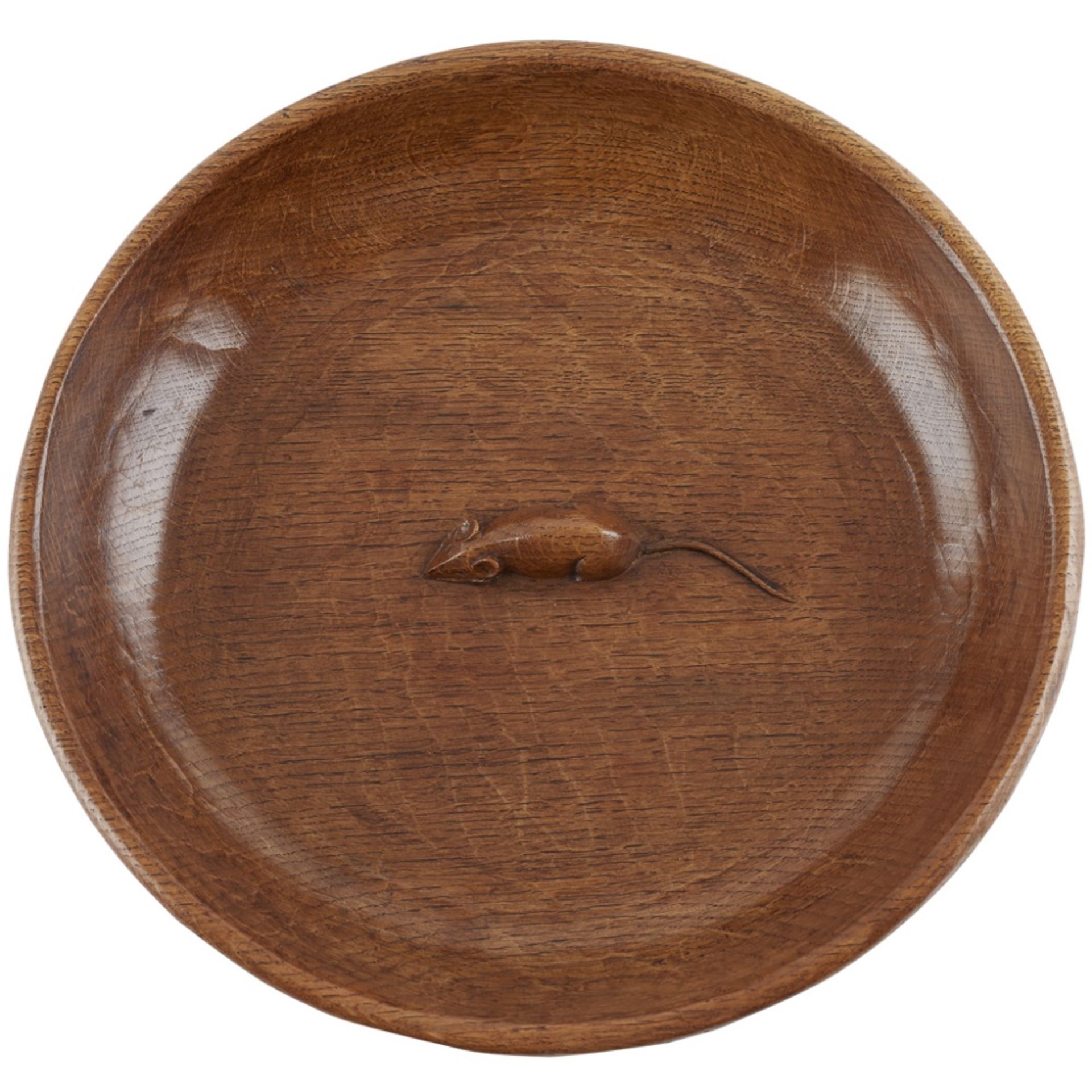 ROBERT 'MOUSEMAN' THOMPSON (1876-1955) LARGE OAK BOWL, 1970s / 1980s of circular form with central - Image 2 of 2